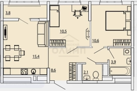 2х комн. кв. 51.1 м², 2/14 эт