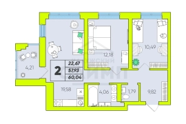 2к,S-60,4 кв.м,14/16