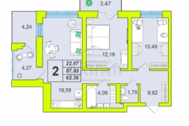 2-комн.кв., 62.36 м2, 6/16 эт.